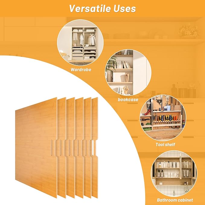 6 Pieces Wood Cabinet Dividers for Baking Sheets,DIY Kitchen Cabinet Dividers with 12 Slideways&36 Screws,Easy Install&Clean,Wood Tray Dividers for Cabinets, Kitchen,Utility Rooms, Bathrooms