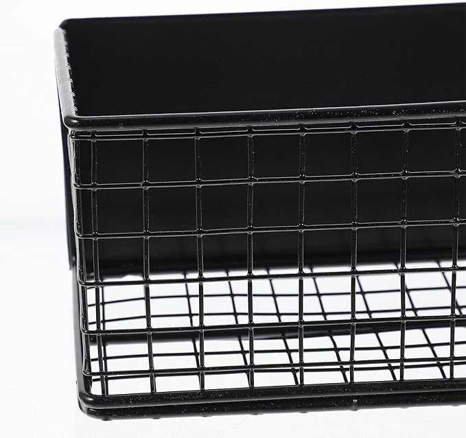 Magnetic Wire Mesh Storage Basket Trash Container for Refrigerator Spice Rack Kitchen Organizer Black