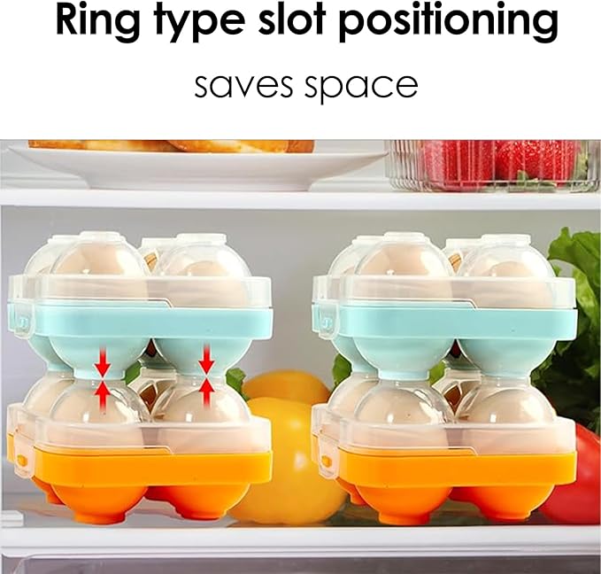 4 Girds Egg Holder Container, Plastic Egg Storage Box Shockproof Protection, Portable Egg Tray Carriage Dispenser for Refrigerator Camping Picnic Travel Kitchen Outdoor (orange 2 Pcs)