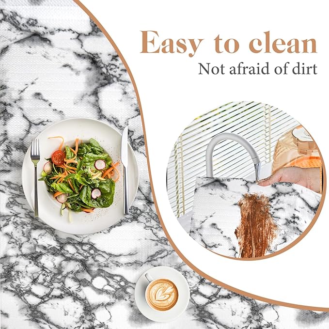 Quttisay Shelf Liner for Kitchen Cabinets,Non Adhesive Cabinet Liner,Non-Slip Drawer Liner,Waterproof Shelf Liner Easy to Clean Strong Grip Liner for Cabinets,Drawers,Cupboard，(Marble 12in x 16.4FT)