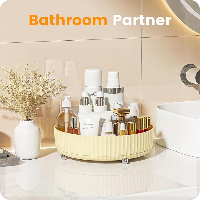 A-LuGei 【Crystal Design 11" Perfume Organizer,【360° Rotating】 Vanity Organizer, Bathroom Organizers and Storage, Makeup Organizer for Skincare Cosmetic Lazy Susan Dresser Decor【Water Ripple】