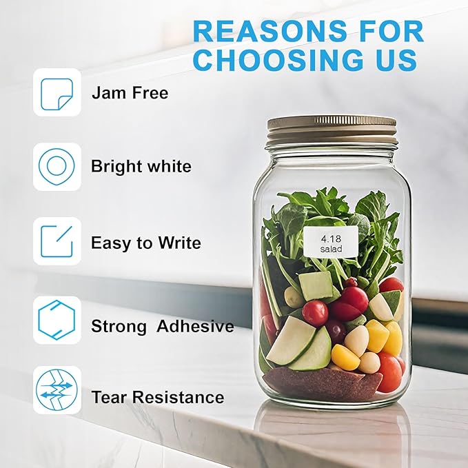 1200 Removable Freezer Labels 1x2 Inch Waterproof, Oil & Tear Resistant Blank Food Labels, Easy Peel No Residue Perfect for Refrigerator, Jars & Pantry Storage