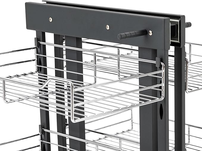Opening Blind Corner Pull Out Organizer 11-inch, 2 Tier 4 Shelf Kitchen Cabinet Organizer, Chrome Carbon Steel Storage Basket, Slide Out Storage Organizers, Left & Right Open Compatible
