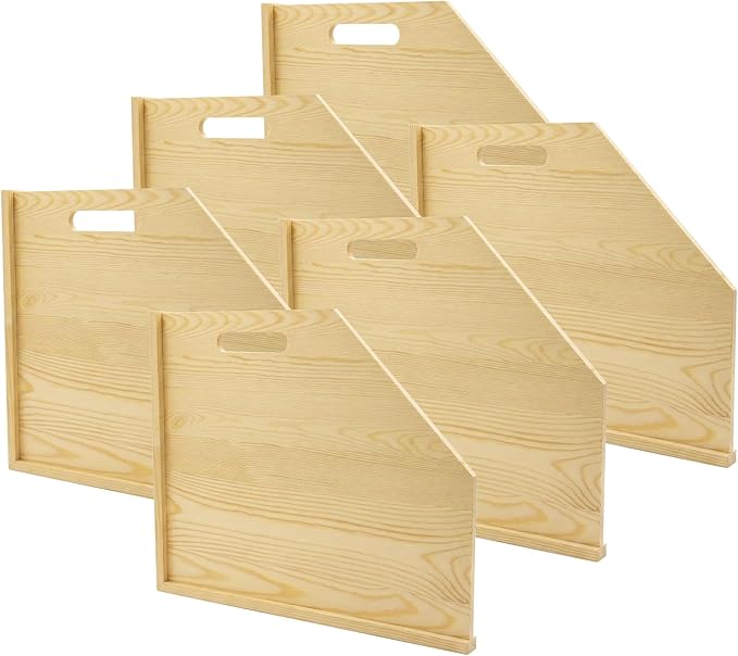 6 Pack Wood Tray Dividers for Cabinet, Cookie Sheet Organizer for Cabinets, Baking Sheet Organizer, No-Cut Kitchen Cabinet Dividers, Cookie Trays for Kitchen, Pantry Storage (12, Pounds)