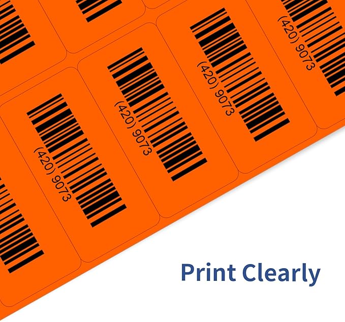 YEGAWEN Shipping Labels Stickers, 2"×4" Printable Mailing Label for Laser/Inkjet Printing- Matte, Permanent Adhesive Labels Stickers (Fluorescent Orange)