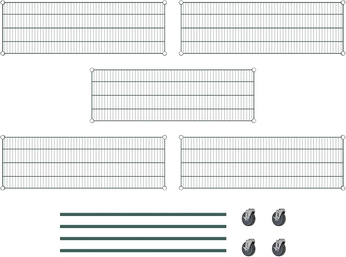 Commercial NSF Listed Green Epoxy Mobile Wire Shelving Kit 18" x 54" x 60", with 5 Shelves Perfect for Warehouse, Walk-in Refrigerator, Freezer, Grocery Store, Restaurant, Dishroom