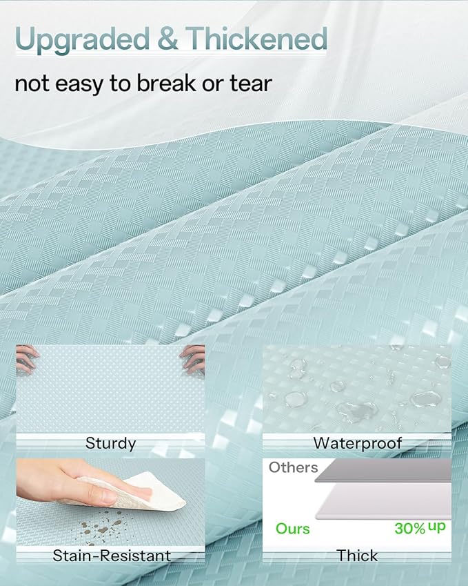 Shelf and Drawer Liner for Kitchen Cabinet, Non-Adhesive 12in x 120in Waterproof Contact Paper Refrigerator Liners Thickened Durable EVA Material Non Slip Mat for Dresser Cupboard Pantry Protector