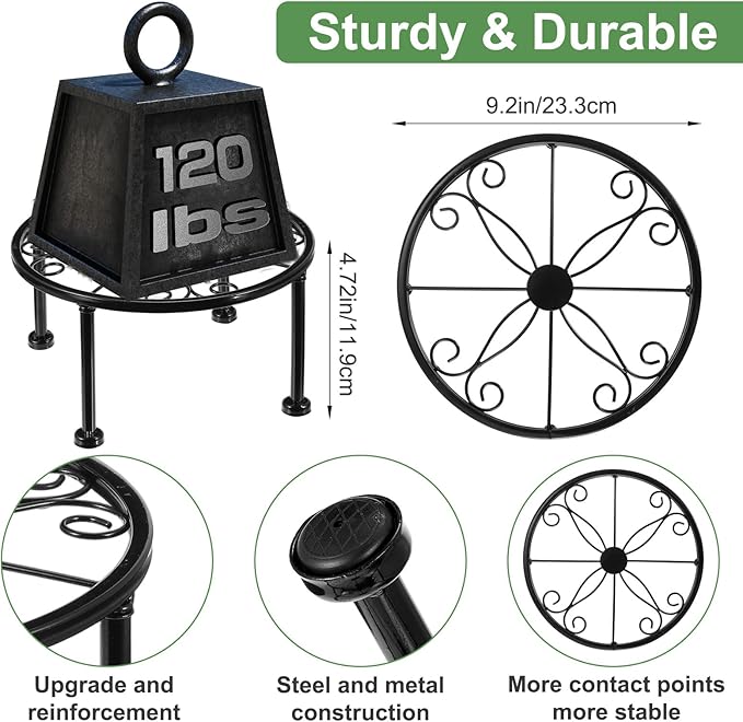 3pcs metal plant stand outdoor metal plant stand for patio plants stands indoor Rustproof wrought iron indoor heavy duty Round plants riser flower pot stands Display Shelf for Indoor Outdoo
