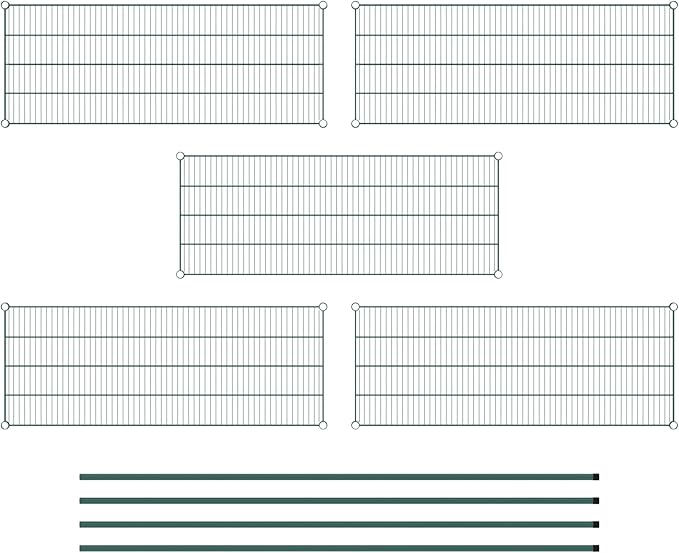 Commercial NSF Listed Green Epoxy Stationary Wire Shelving Kit 21" x 54" x 86", with 5 Shelves Perfect for Warehouse, Walk-in Refrigerator, Freezer, Grocery Store, Restaurant, Dishroom