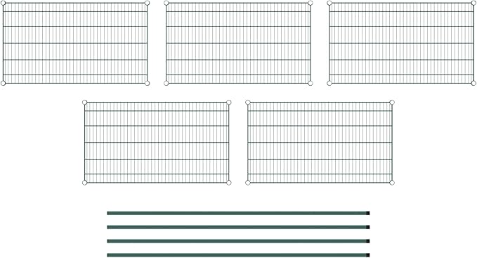 Commercial NSF Listed Green Epoxy Stationary Wire Shelving Kit 24" x 42" x 74", with 5 Shelves Perfect for Warehouse, Walk-in Refrigerator, Freezer, Grocery Store, Restaurant, Dishroom