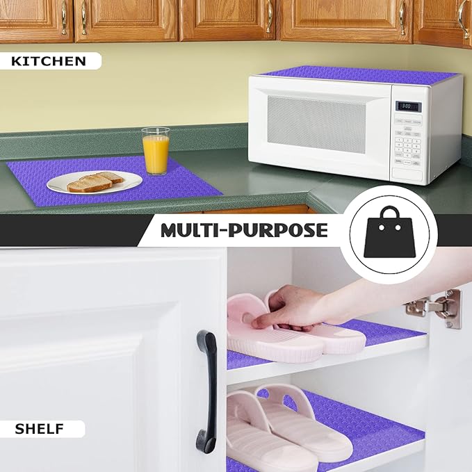 Rwotlls 8Pcs Refrigerator Liners, Washable Fridge Liner Mats Covers Pads for Glass Shelf Cupboard Cabinet Drawer Home Kitchen Accessories Organization (Purple)