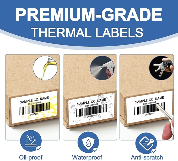 2 1/4" x1 1/4" Direct Thermal Labels for UPC Barcodes, Perforated Address Labels, Thermal Paper Self-Adhesive Label Stickers Tape Printers-20 Rolls, 1000/Roll