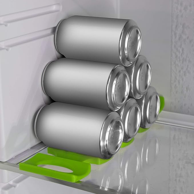 kwmobile Silicone Bottle Stacking Mat - Refrigerator Organizer to Stack Bottles, Cans, Beer, Soda - Non-Slip Holder Rack - Green