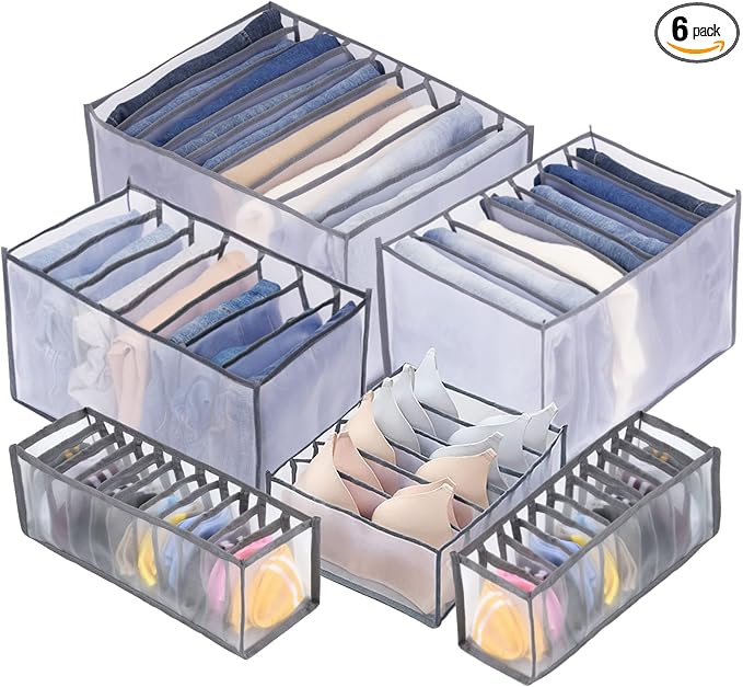 TIGARI Wardrobe Clothes Organizer, Closet Organizer Foldable Drawer Organizer for Clothing, Drawer Dividers for Clothes, Closet Storage for Trousers, Shirts, Jeans, T-Shirt, Bra, Underwear, Socks