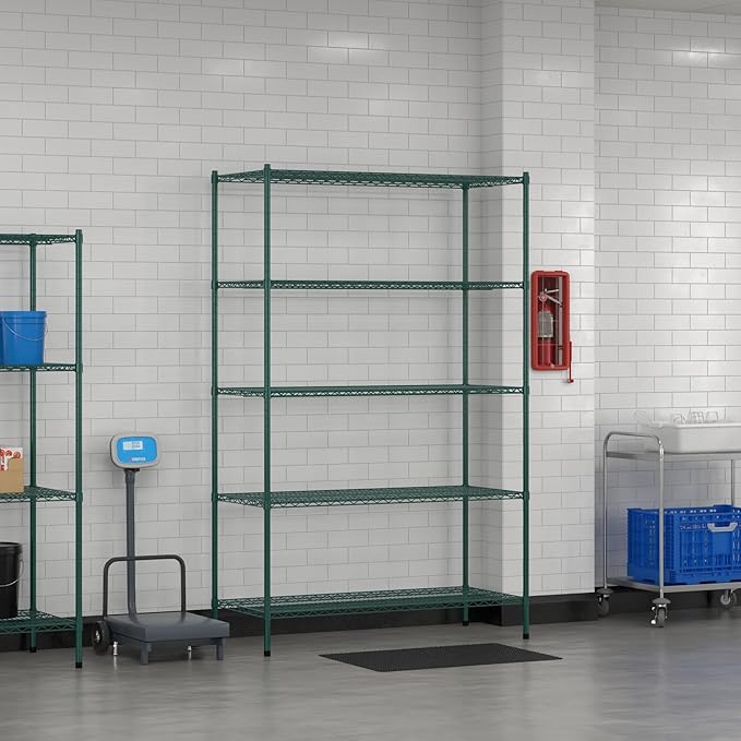 Commercial NSF Listed Green Epoxy Stationary Wire Shelving Kit 24" x 54" x 86", with 5 Shelves Perfect for Warehouse, Walk-in Refrigerator, Freezer, Grocery Store, Restaurant, Dishroom