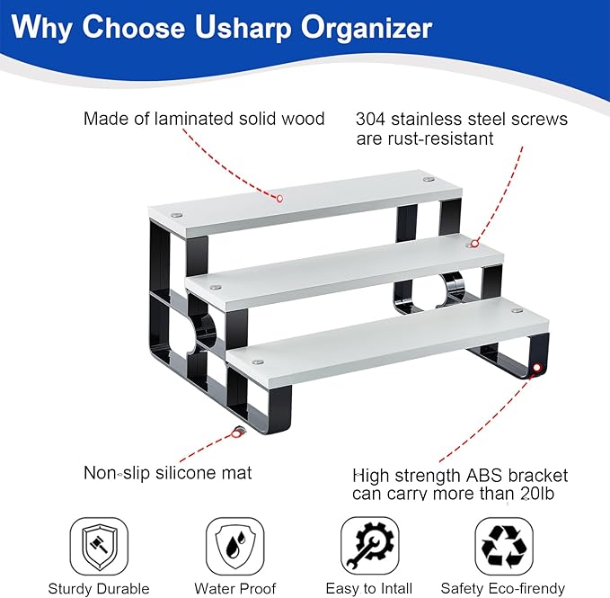Wood Cologne Organizer for Men,Perfume Organizer for Bathroom Countertop,3 Tier Makeup Organizer for Bedroom Decor,Skincare Storage,Display Stand Shelf,Valentine's Day Gift (White, 3 Tiers-width=14")