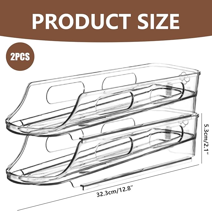 Egg Storage for Fridge 2 Tier Automatic Scrolling Egg Holder for Fridge, Stackable Space-Saving Clear Plastic Storage Container