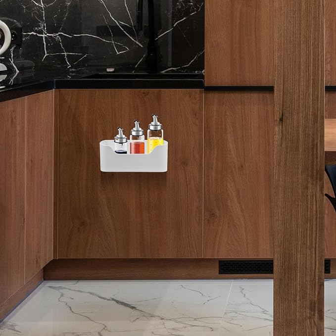 Cabinet Door Organizer Kitchen Storage Rack 2-Pack Adhesive Mounted Storage Sundries Organizer for Bathroom Bottles Spices Makeup 9.2X4.3X2.8 Inches