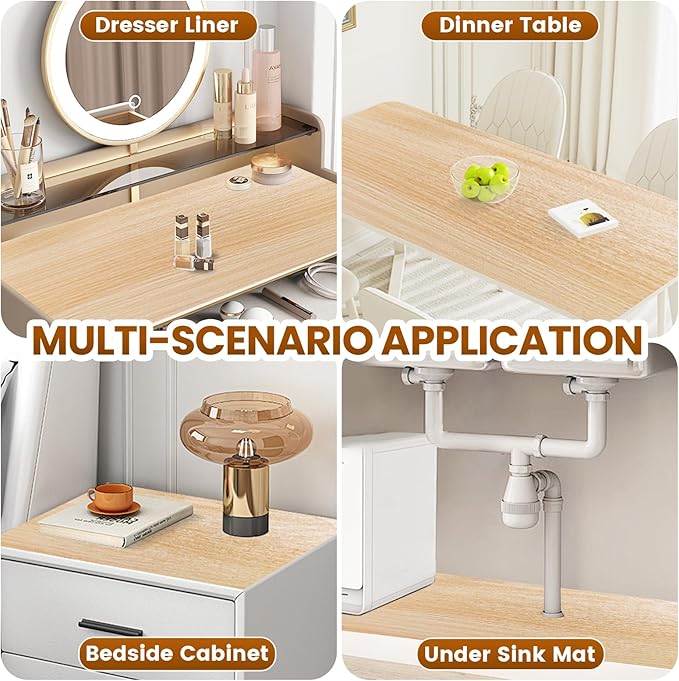 Drawer Shelf Liner for Kitchen Cabinets Non-Adhesive, Non Slip Shelf Paper Waterproof Thickened Cabinet Liners for Shelves, Strong Grip Mats for Cupboard, Dresser, Pantry, Beige, 23.6 in x 20 FT