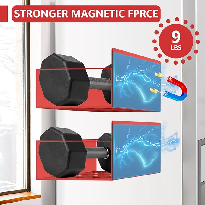 SMRCAD Magnetic Spice Rack for Refrigerator Seasoning Organizer for Spice Fridge Shelf storage Magnetic Shelf with Hook for Oven(6pack) (4pack-Red)
