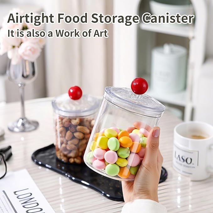 Set of 3 Airtight Food Storage Canisters with Lids, Thickened Clear Leakproof Kitchen Jars, 0.9L, 1.4L, 2L, Pantry Organization Containers for Coffee, Sugar, Flour, Pasta, Rice and Cereal