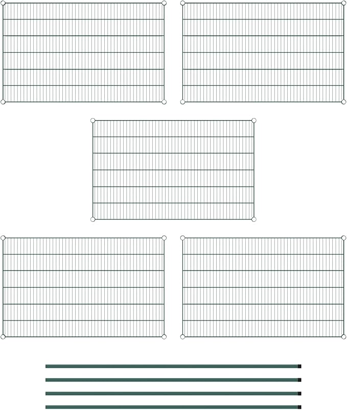 Commercial NSF Listed Green Epoxy Stationary Wire Shelving Kit 30" x 48" x 74", with 5 Shelves Perfect for Warehouse, Walk-in Refrigerator, Freezer, Grocery Store, Restaurant, Dishroom