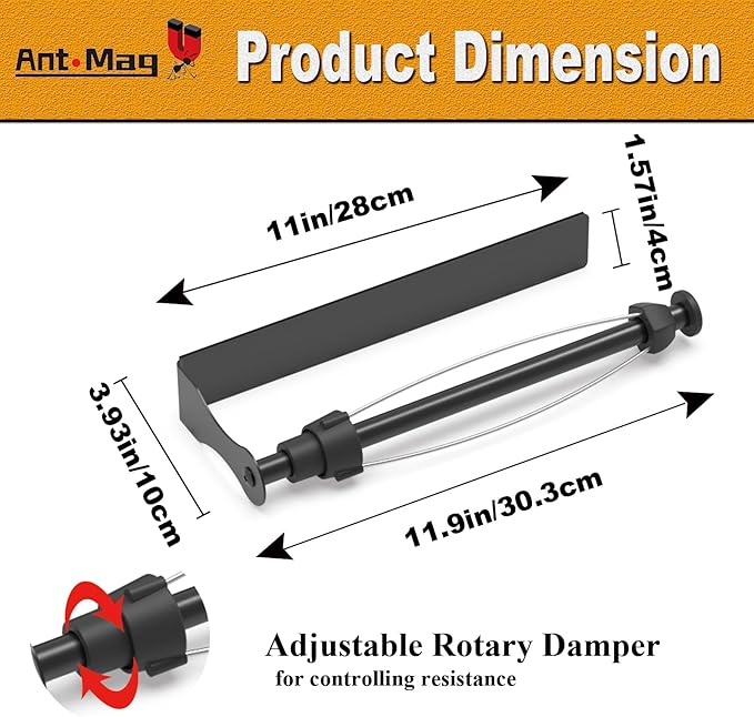 Ant Mag Magnetic Paper Towel Holder with One Hand Paper Tear and Adjustable Damping Effect Strong Magnet Ideal for Kitchen Refrigerator Cruise & Grill,Black