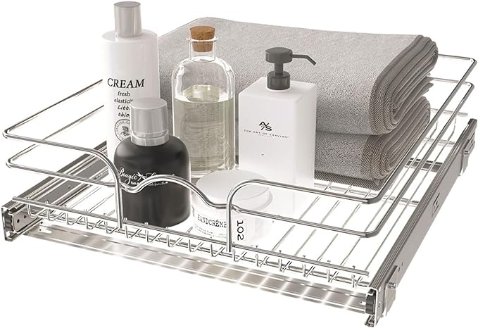Rev-A-Shelf Kitchen Cabinet Pullout Shelf and Drawer Organizer Slide Out Pantry Storage Basket in Multiple Sizes, 18 x 20 In, 5WB1-1820CR-1