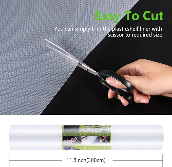 Shelf Liners for Kitchen Cabinet Refrigerator Liners Waterproof Kitchen Cupboard Liner Drawer Mats EVA Material Non Adhesive Fridge Mats for Shelves Clear 23.6 x 157.4 Inches