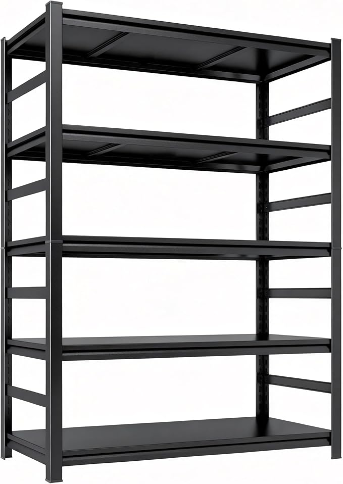 Kitchen Storage Shelves, 5 Tier Adjustable Bakers Rack, 3000Lbs Metal Shelving Storage Unit Free Standing Kitchen Shelf, Pantry Organizers and Storage, Open Industrial Shelving 47.2"W×18"D×77.4"H
