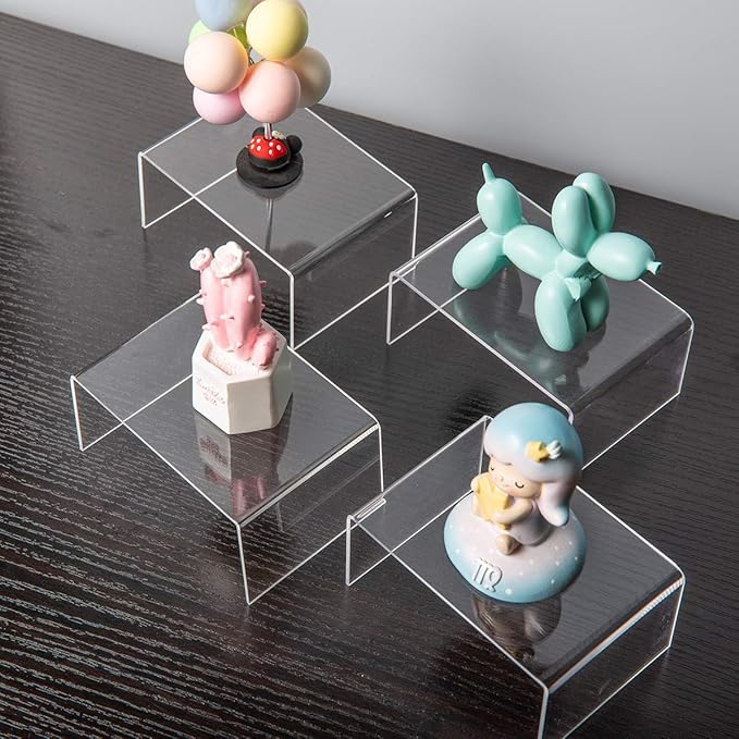 BYCY Clear Acrylic Riser lot of 10 for Jewels, Cupcakes, Tea Sets, Clear Cupcake Stand for Small Toys and Cosmetics (10P-2*3*4)
