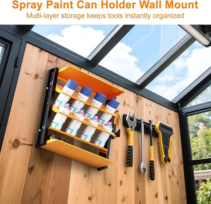 Heavy Duty Spray Can Rack, With 8 Can Holes Spray Paint Can Holder, Wall Mount Spray Can Holder for Garage, Home, Shop