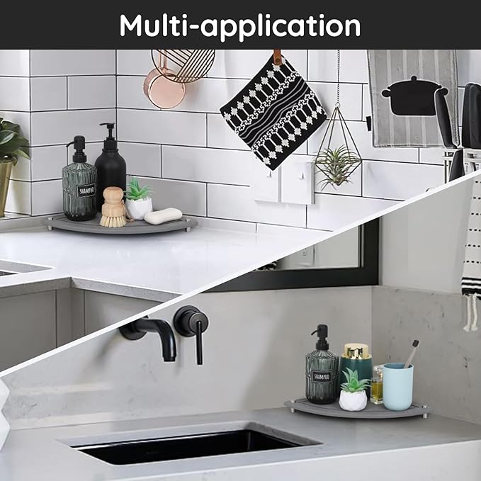 Segbeauty Water Absorbing Stone Drying Tray, 9.85in Quick Dry Diatomaceous Earth Corner Countertop Organizer, Corner Sink Shelf Tray for Bathroom Counter, Fast Drying Stone for Kitchen Counter