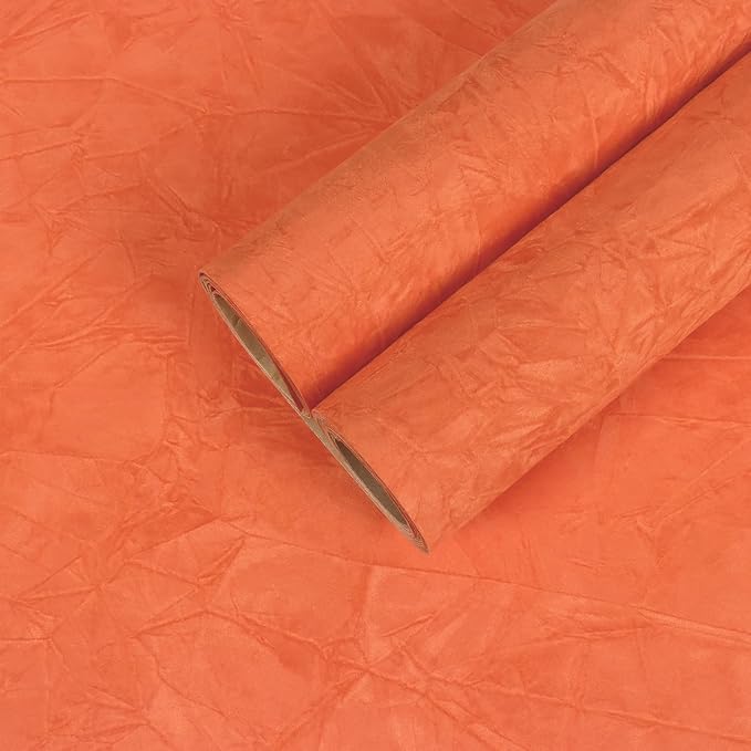 CHIHUT 12''x100'' Self Adhesive Orange Velvet Flocking Liner for Art Crafts DIY Project Soft Fabric Peel and Stick Jewelry Drawer Velvet Liner Thick Removable Orange Velvet Wallpaper for Shelf Liners