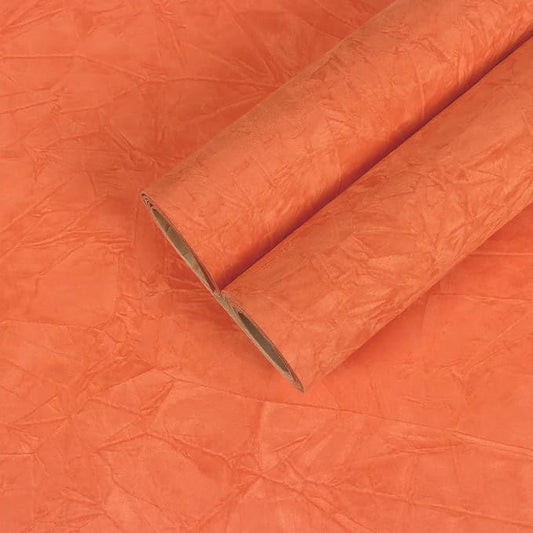 CHIHUT 12''x100'' Self Adhesive Orange Velvet Flocking Liner for Art Crafts DIY Project Soft Fabric Peel and Stick Jewelry Drawer Velvet Liner Thick Removable Orange Velvet Wallpaper for Shelf Liners