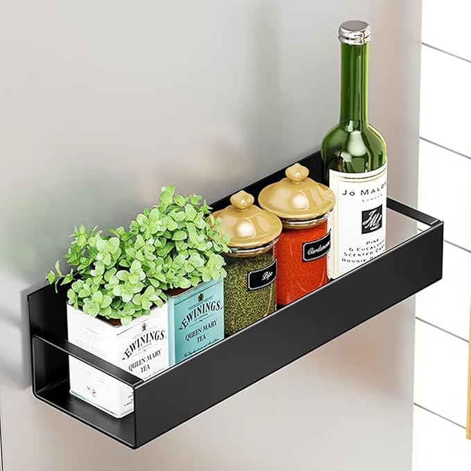 Punch-Free Magnetic Storage Rack Organize, Space-Saving Kitchen Organizer, Magnetic Spice Rack For Refrigerator, Kitchen Organizer And Storage Shelf (2a+2b)