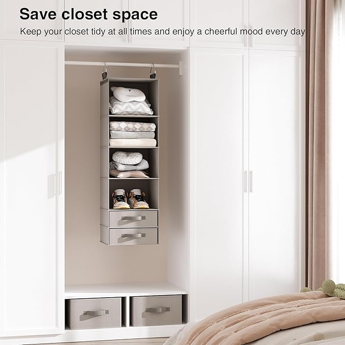 Hanging Closet Organizer with 4 Removable Compartment Drawers, Made of Washable 600D Oxford Fabric