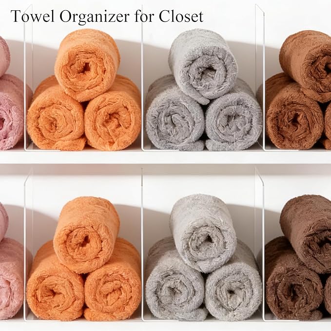 Shelf Dividers for Closet Organization: 10" Tall x 12" Deep Acrylic Closet Shelf Dividers for Clothes Sweater Purse - Clear Closet Organizers and Storage Separators for Shelves