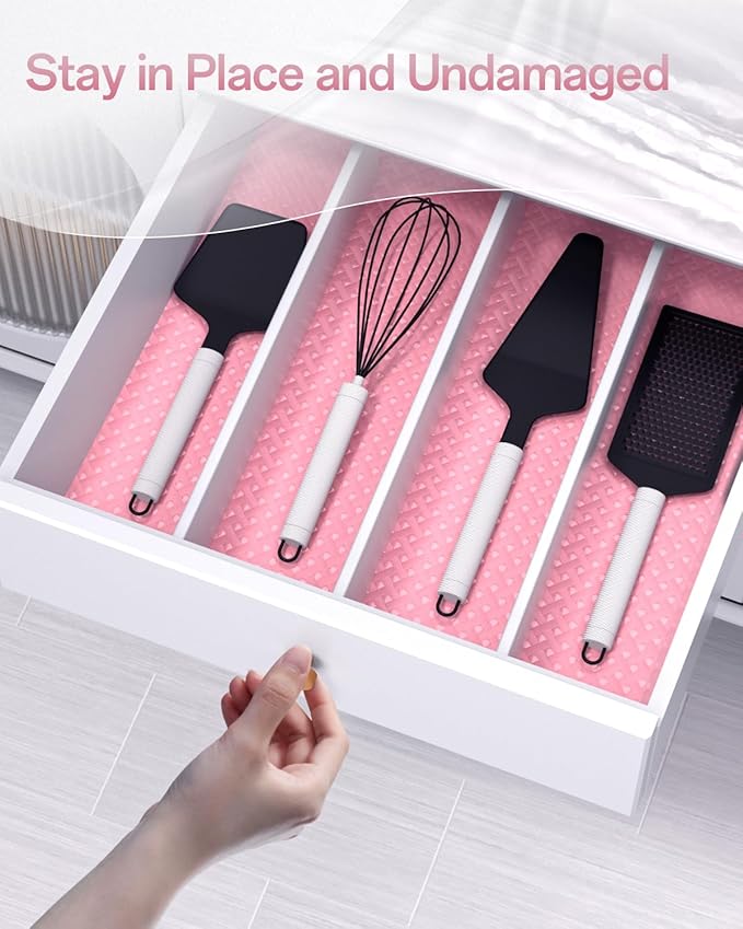 Shelf and Drawer Liner for Kitchen Cabinet, Non-Adhesive 24in x 120in Waterproof Contact Paper Refrigerator Liners Thickened Durable EVA Material Non Slip Mat for Dresser Cupboard Pantry Protector
