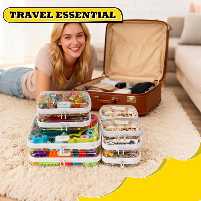 AOBOPLE 10 Pack Clear Hard Shell Zipper Case,Waterproof Toiletry Cosmetic Bag,Toy Organizers and Storage Box,Diaper Bag Organizer,Pencil Case,Clear Plastic Zipper Pouches for Office Home Storage