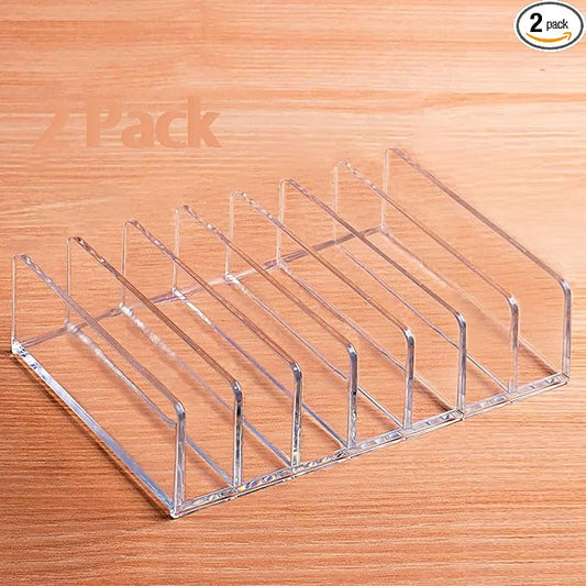 Acrylic Mail Holder 2 Pack, 7 Slots Clear Desk Organizer for Sorting Mail, Clear Bill Money Organizer for Envelope, Card and Makeup, Cash Tray for Cash Stuffing, Use in Home and Office