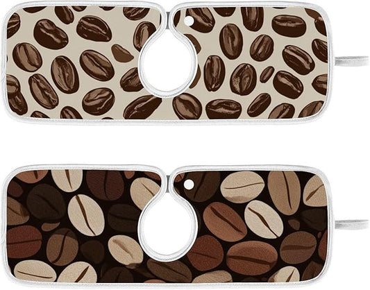 2 PCS Kitchen Sink Splash Guard 14.9 Inch Faucet Mat for Kitchen Sink Bathroom Sink Faucet Absorbing Drip Drain Mat Pad Microfiber Soft Washable Brown Coffee Beans