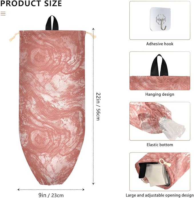 2 PCS Plastic Bag Holder Wall Mount Grocery Bag Holder Shopping Bag Trash Bag Storage Organizer Dispenser for Kitchen Closet 22 x 9 Inch Red