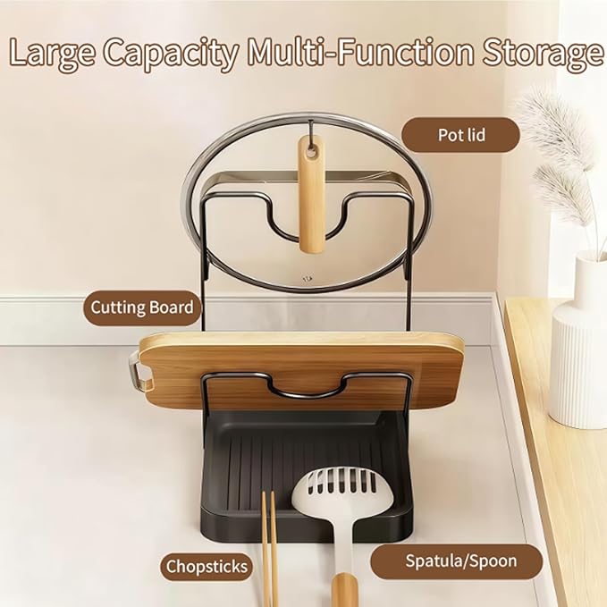 Pot Lid Organizer Rack,Dishwasher Safe Universal Pot Lid Organizer ,Saving U-Shaped Vertical Stackable Holder for Cast Iron, Glass, Stainless Steel Lids,Kitchen Drawer and Countertop Storage (Gray)
