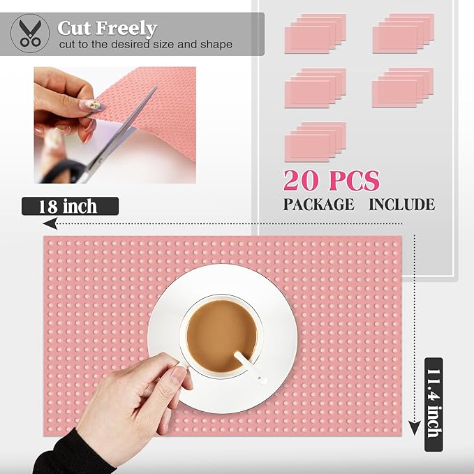 Daixers 20Pcs Refrigerator Liners, Washable Fridge Liner Shelf Mats Refrigerator Pads for Cupboard Cabinet Drawer Home Kitchen Accessories Organization (Pink)