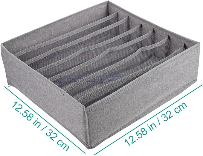 Foldable Cloth Storage Box with Compartments Washable Drawer Organizer for Underwear Socks Bras Collapsible Closet Divider Bin for Neat Clothing Arrangement and Easy Storage