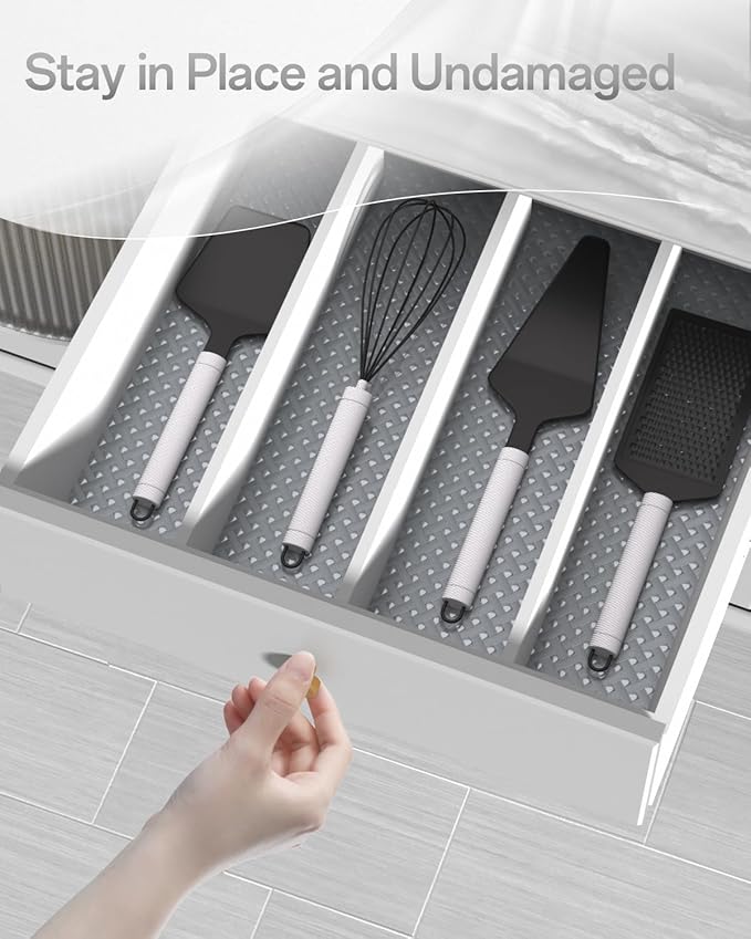 Shelf and Drawer Liner for Kitchen Cabinet, Non-Adhesive 24in x 120in Waterproof Contact Paper Refrigerator Liners Thickened Durable EVA Material Non Slip Mat for Dresser Cupboard Pantry Protector