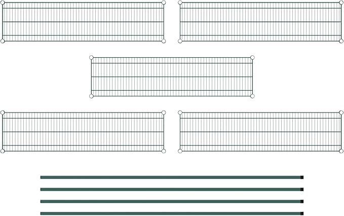 Commercial NSF Listed Green Epoxy Stationary Wire Shelving Kit 14" x 54" x 86", with 5 Shelves Perfect for Warehouse, Walk-in Refrigerator, Freezer, Grocery Store, Restaurant, Dishroom