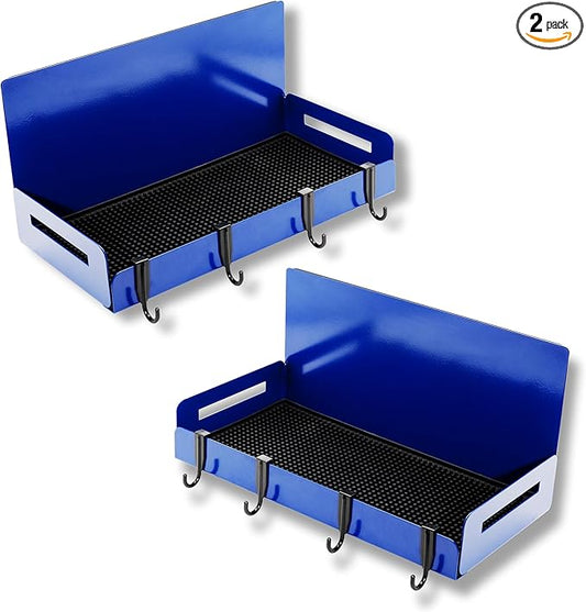 The Lobo 2-Pack Magnetic Spice Rack Refrigerator Shelves – Heavy-Duty 20-LB Capacity Kitchen Magnet Shelf For Side Of Fridges – Handy Laundry Washer & Dryer Storage – Garage Tool Shelf Organizer