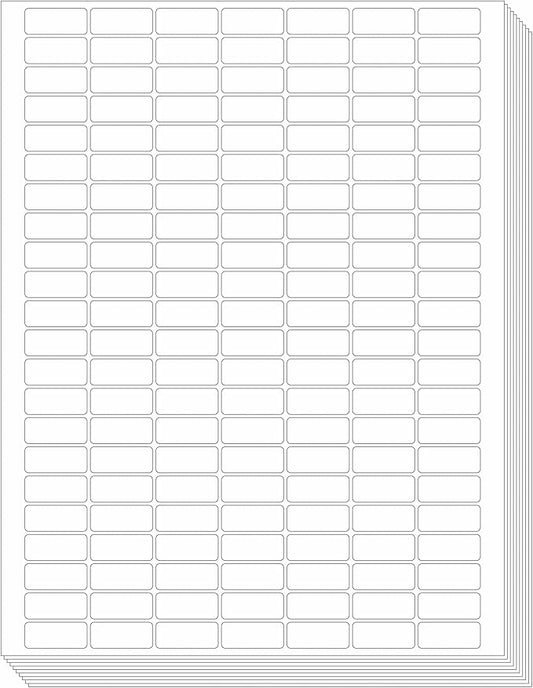 1540 White Rectangular Labels, White Code Labels Water/Oil/Tear Proof Stickers Removable No Residue for Bins, Kitchen Containers (Each Sheet is Letter Size 8.5” x 11”)